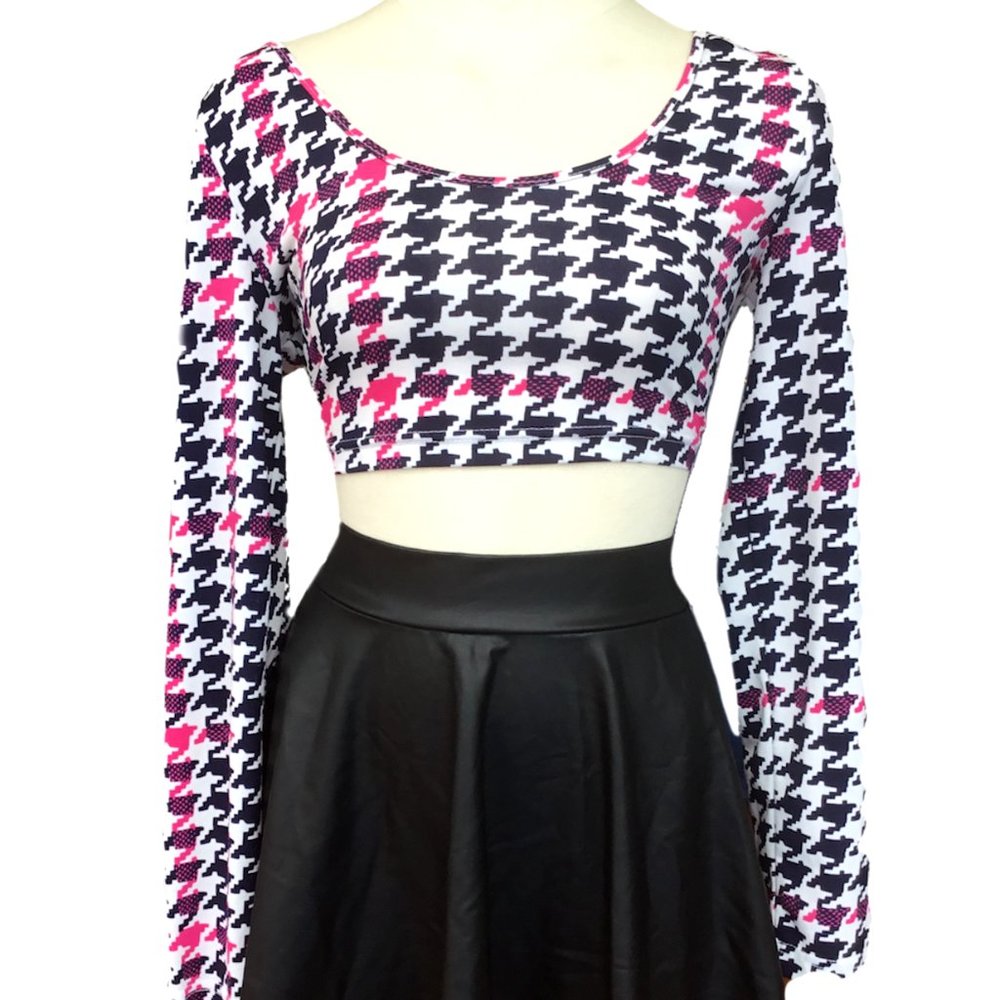 4EVERYOUNG Printed Crop Top Tank Long Sleeve Stretchy Casual L